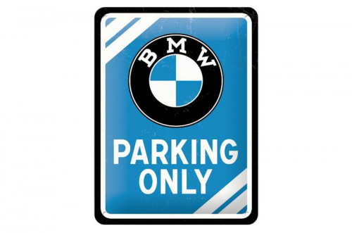 Blechschild "BMW Parking Only" - Blau - 20 x 15cm